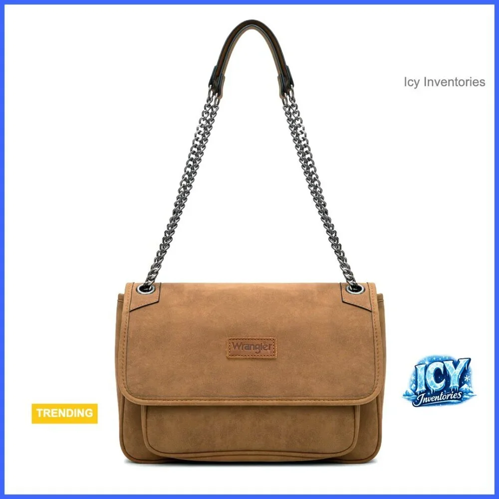 Faux Suede Shoulder Bag with Chain Strap Convertible Crossbody Purse